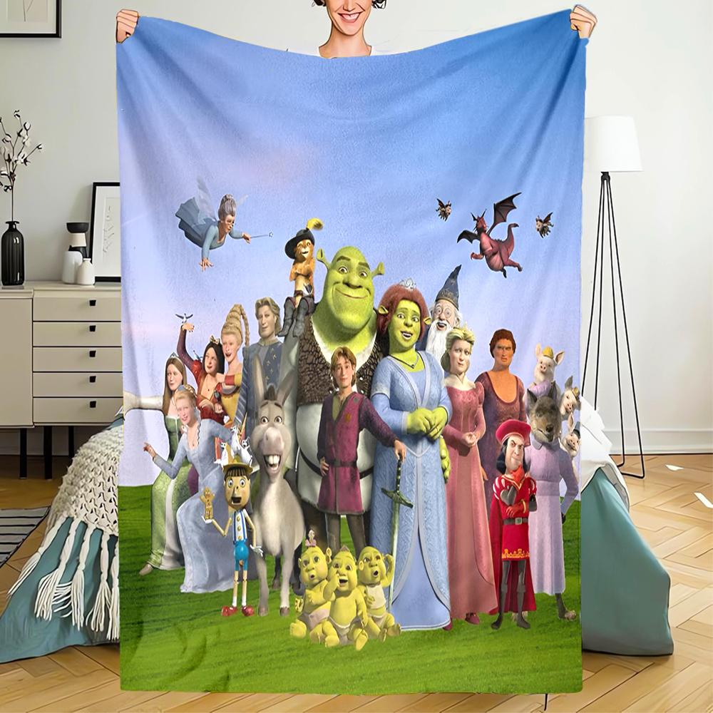 Shrek Theme Printed Blanket - Perfect for Couch, Bed, Travel & Outdoor Use | Machine Washable, Cozy & Durable.