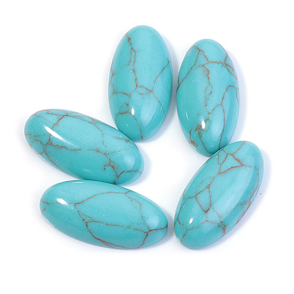 5pcs/lot Nature Turquoises Stone Cabochon For Jewelry Making Colored Oval Flat Back Cabochon Cameo DIY Rings Earring Accessories