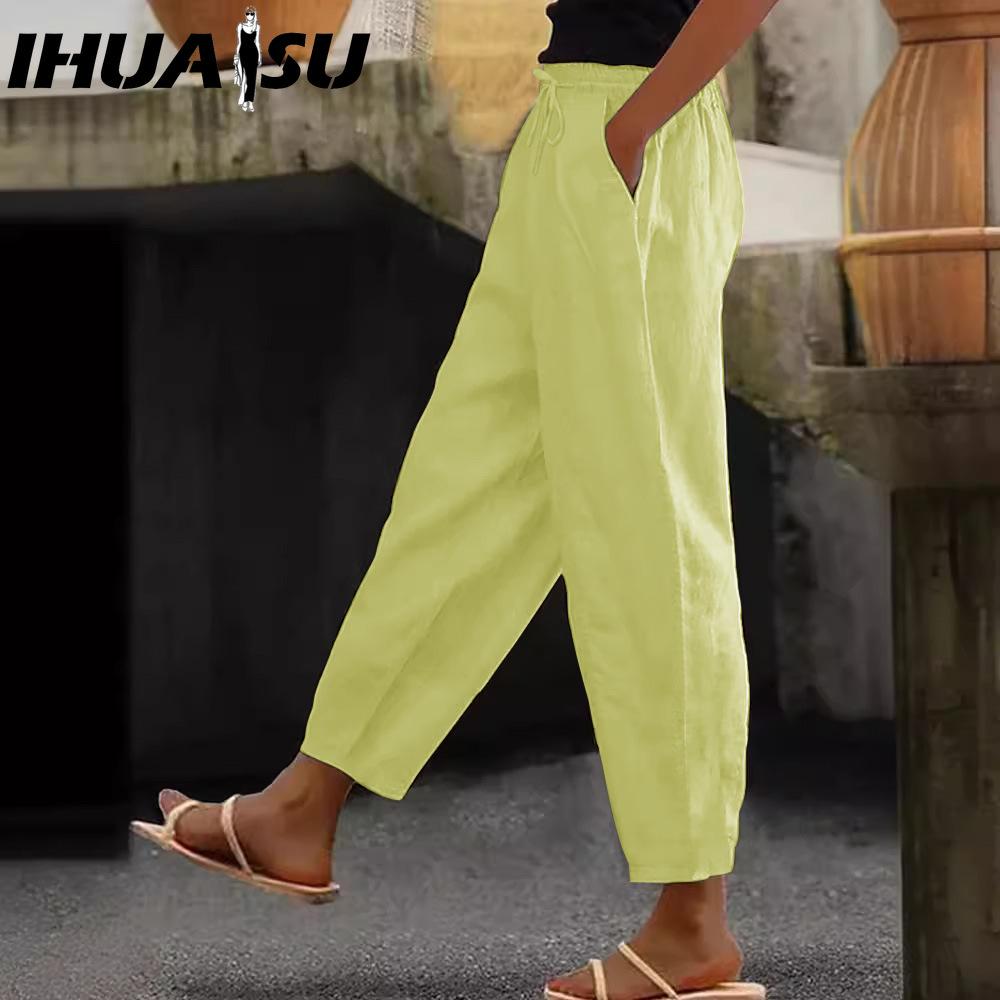 IHUASU Damenmode, lässig, einfarbig, bedruckt, Hosen und Caprihosen