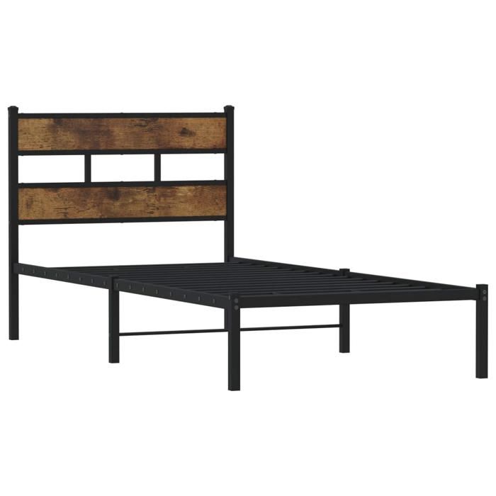 VidaXL Metal Bed Frames Without Mattress Smoked Oak 75x190 Cm 4017043