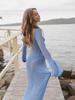European & American Women's Summer Knitted Backless Long-Sleeve See-Through Floor-Length Dress