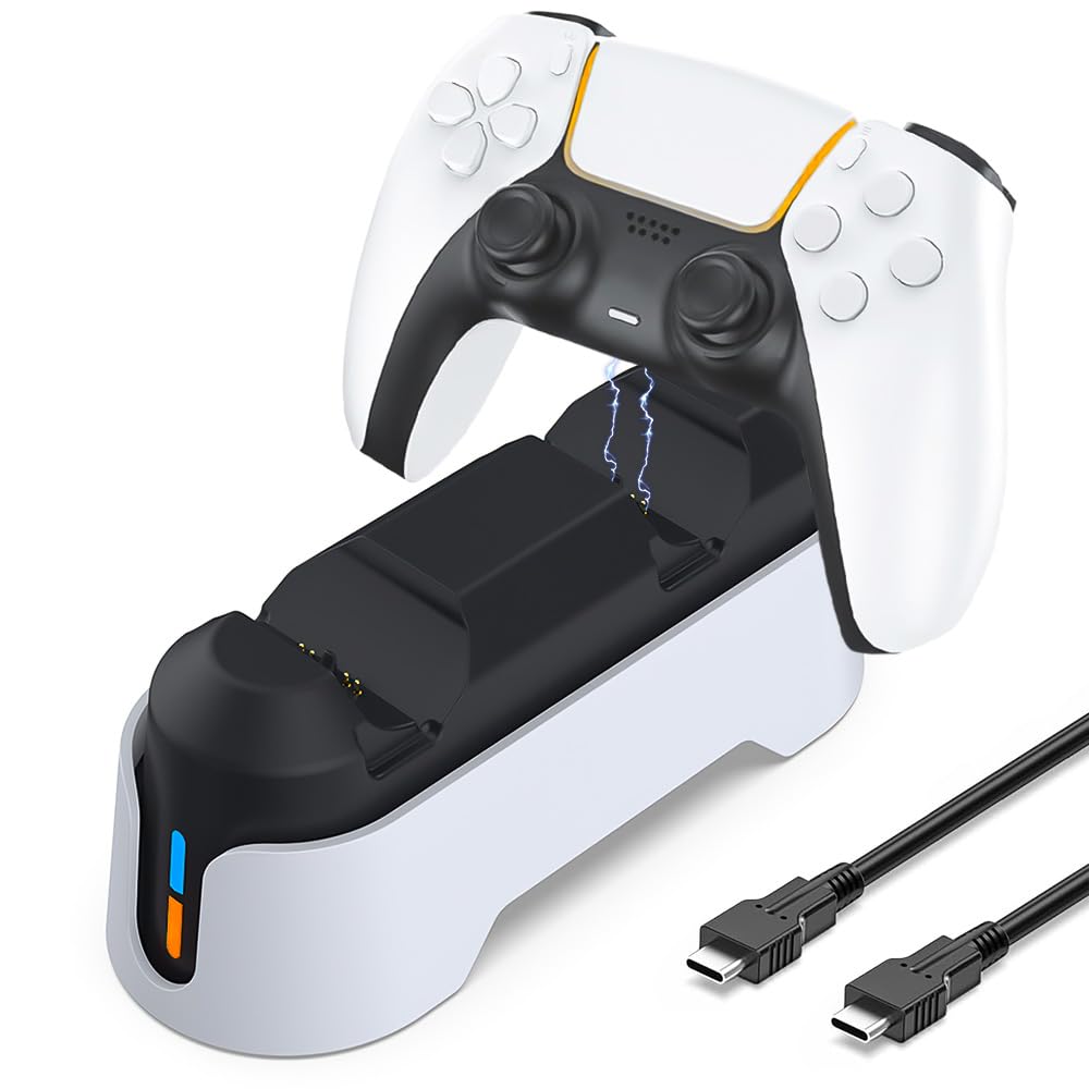 PS5 Controller Charging PS5 Controller Quick PS5 Controller Overcharge Cable LED Indicator White Stand/Storage Stand, Charger, Charge,