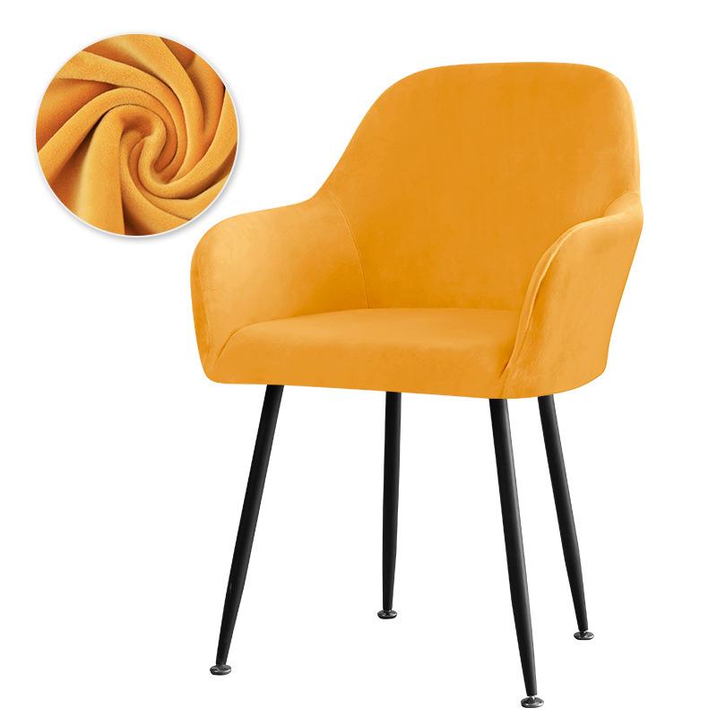 Curved Dining Chair Cover Simple Silver Fox Velvet Fabric Makeup Chair Cover Elastic Home Hotel High-end High Armchair Cover