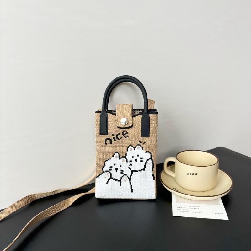 Premium Sense Ns Mobile Phone Bag New Cartoon Knitted Bag Dopamine Niche Versatile Messenger Shoulder Bag Handbag