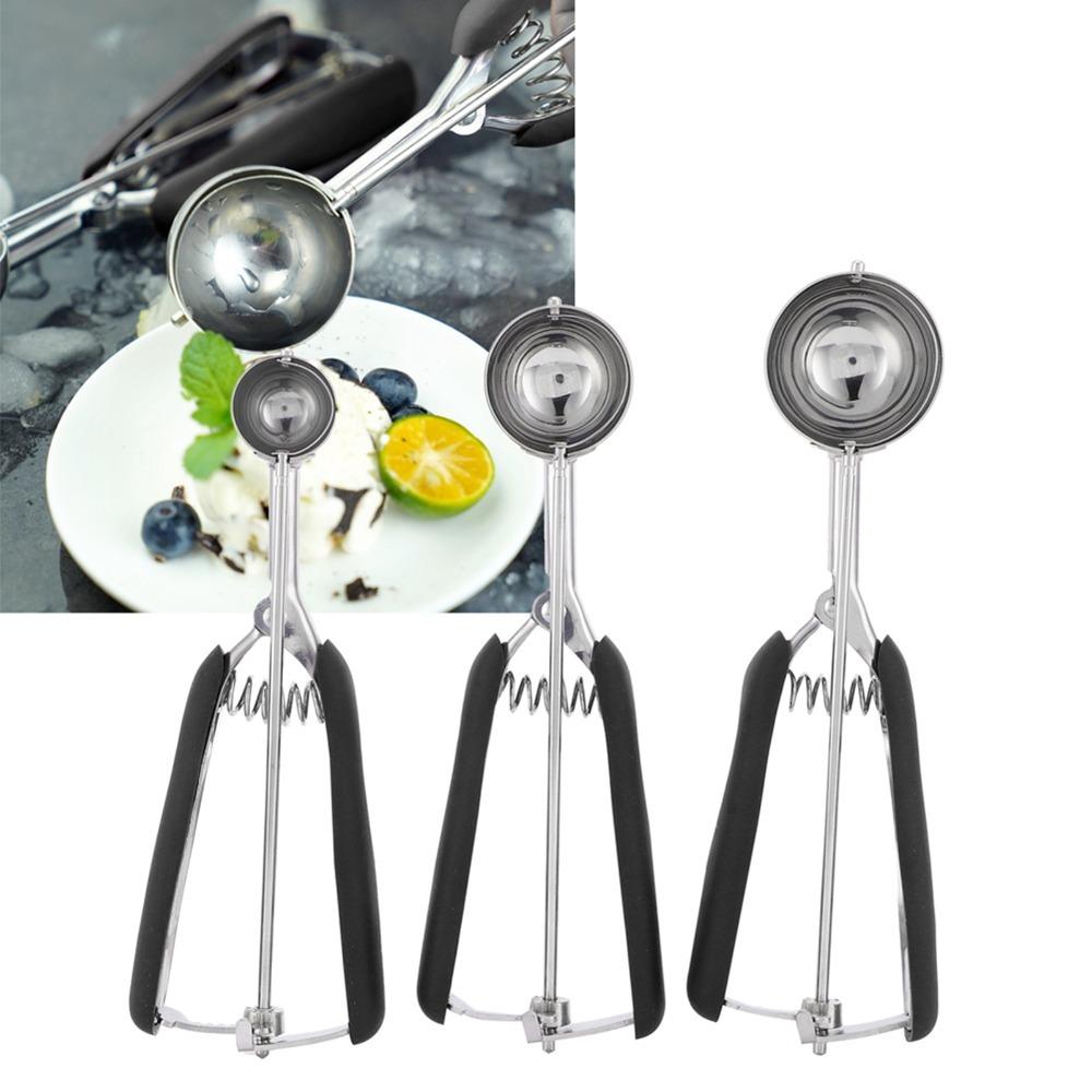 3pcs set Red/Black Cookie Scoop Set Stainless Steel Watermelon Digger Kitchen Use