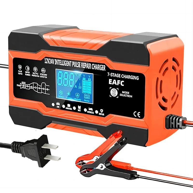 

Автомобильное зарядное устройство 12 В 12 А зарядка для автомобильных аккумуляторов 7-ступенчатый импульсный зарядный ремонт для AGM GEL WET свинцово-кислотных ЖК-дисплей