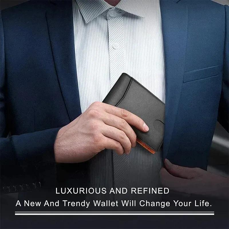Minimalist Men's RFID Blocking Multi-functional Ultra-thin 12-card Wallet, Front Pocket Bi-fold Solid Color Portable Card Holder
