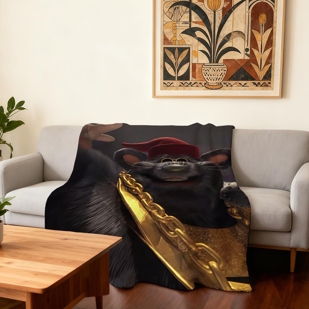 Biggie Cheese Meme Mouse Funny Blanket Super Warm Comfortable Plush Throw Blanket Child Home Sofa Bedroom Gift 30x40in