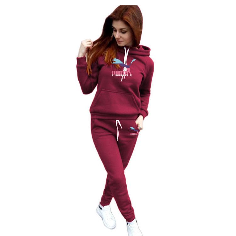 Szykowny damski zestaw bluza z kapturem i spodnie dresowe - styl retro europejsko-amerykański