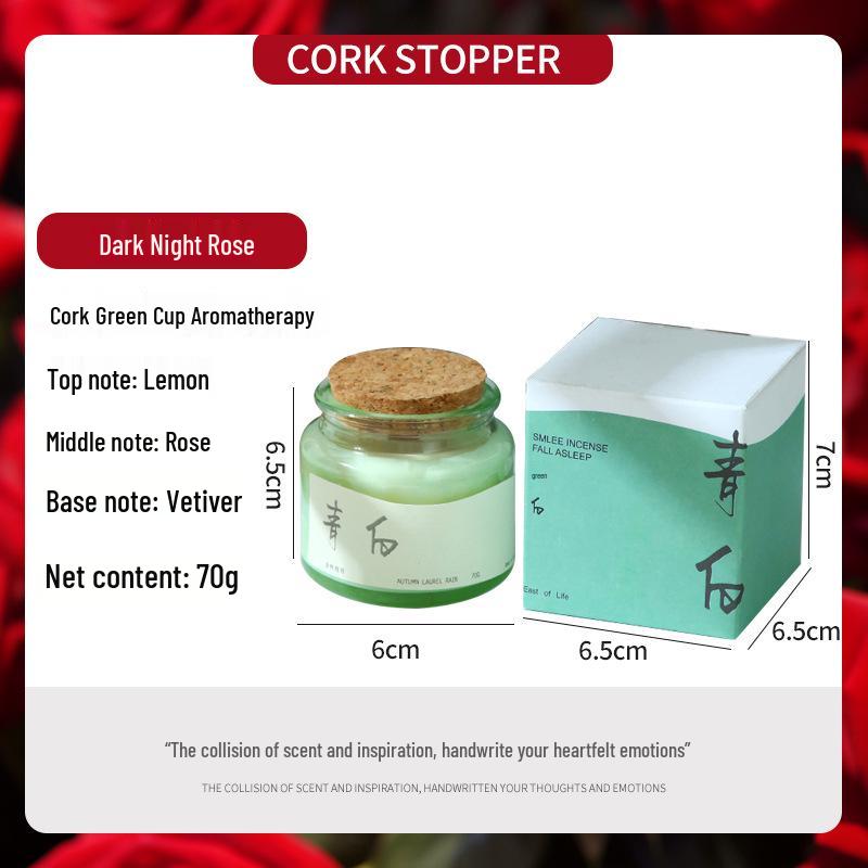 High-End Soy Wax Aromatherapy Candle - Green Cup with Wood Stopper, Smokeless & Fragrant, Perfect for Home, Birthday, Wedding, or Party Favors.