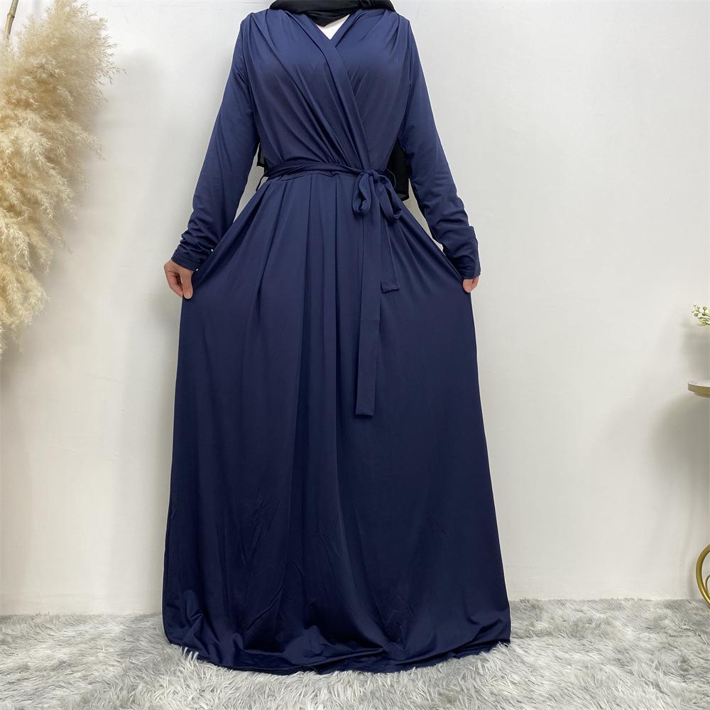 

Новая мода: Женское простое однотонное мусульманское платье - популярно на Ближнем Востоке 2XL