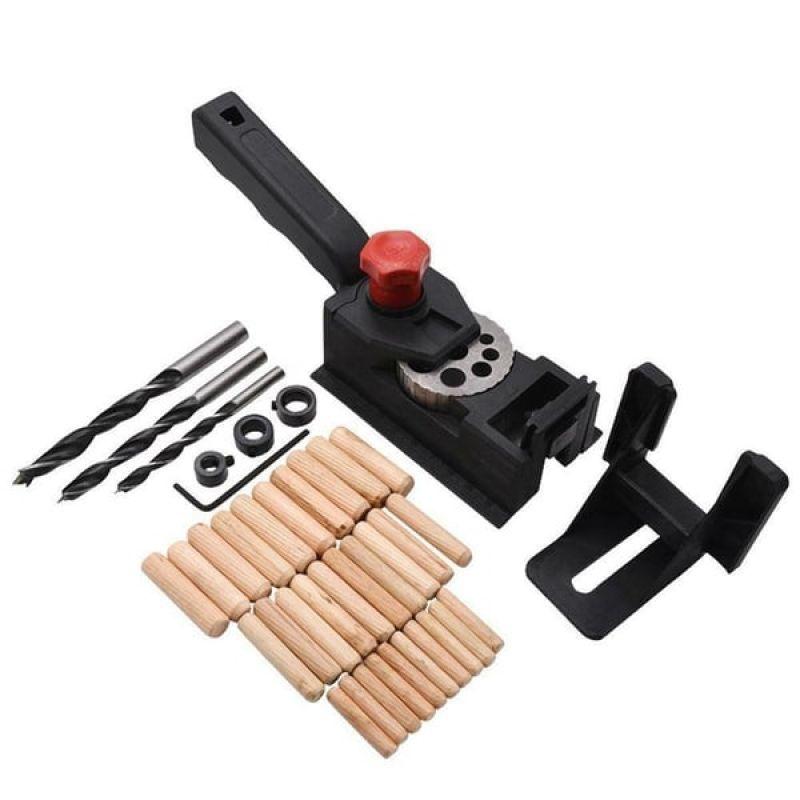 Dowel Drill Guide 10 Hole Woodworking Drilling Positioning Limit Fixture Device DIY Woodworking 3-12mm Drill Bit Limit Ring Set