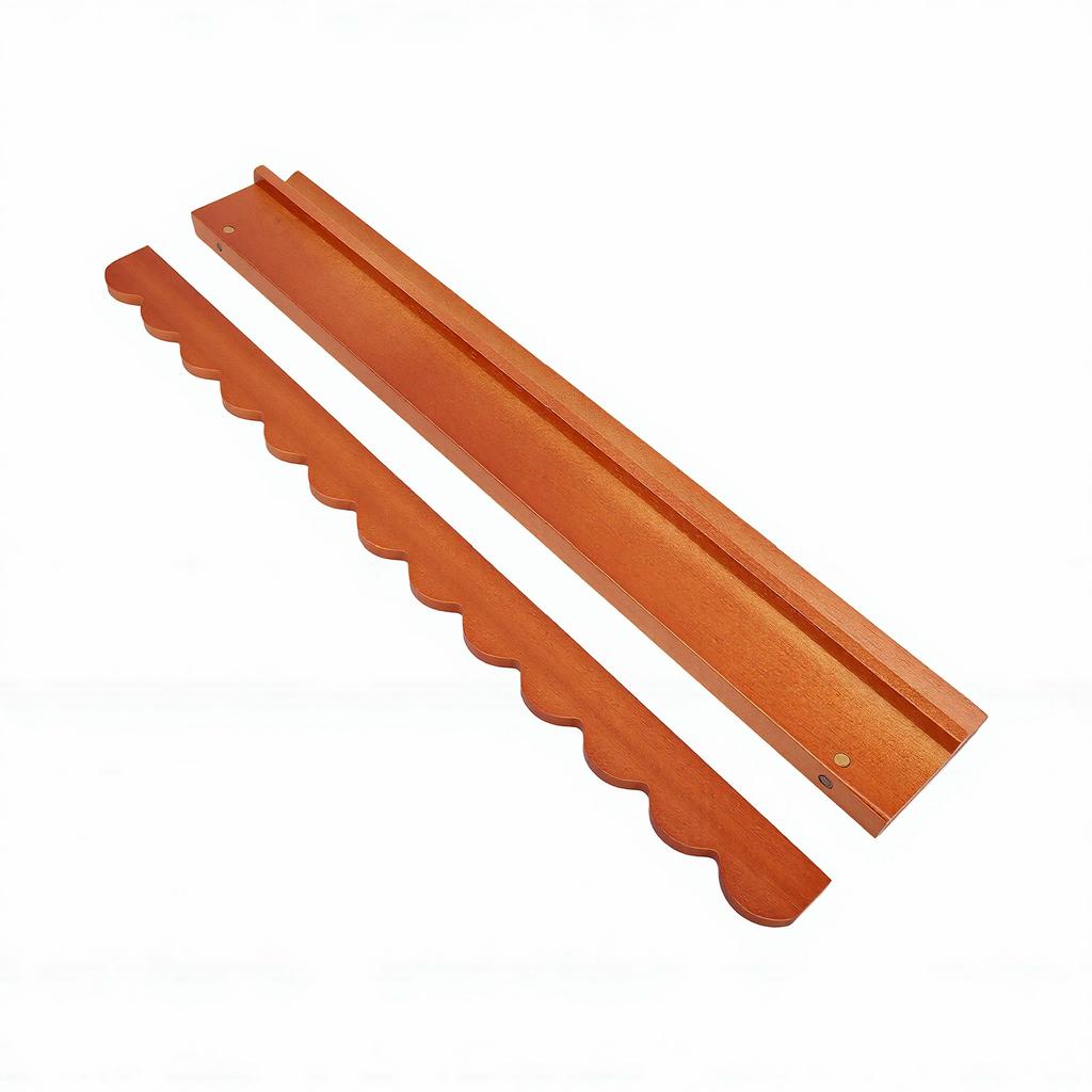 Wooden Mahjong Rack with Pusher 17 Inch Magnetic Scalloped Mahjong Tile Holder for Tiles Sorting and Gaming
