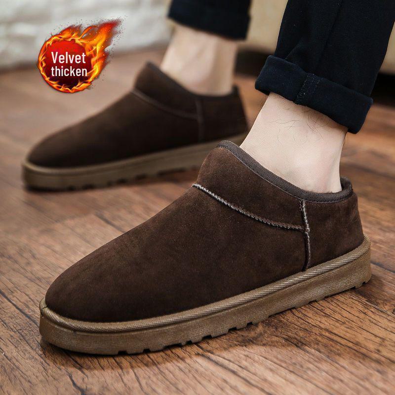 

Men s Winter Suede Snow Boots: Velvet-Lined, Warm, Non-Slip, Cold-Proof. 39 чёрный