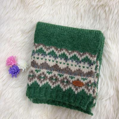 Bufanda de Punto Verde Fair Isle 2024: Invierno Estilo Coreano, Ambiente Navideño, Calentador de Cuello Grueso y Cálido para Hombres y Mujeres