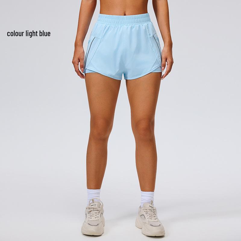 Women's Quick-Dry Three-Quarter Running Shorts with Inner Lining and Double Layer for Fitness