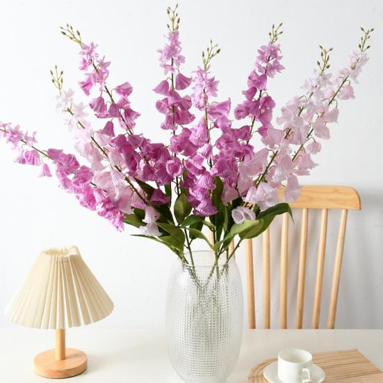 Artificial Lily of The Valley Faux Bell Orchid Bouquet with Long Stem for Vase Home Garden Wedding Party Table Centerpiece