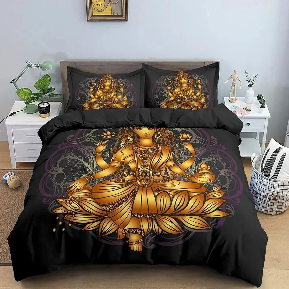Family Buddha Bedding Set Mandala Quilt Cover Luxury Twin King Size Bed Sets Bohemian Bedclothes With Pillowcase