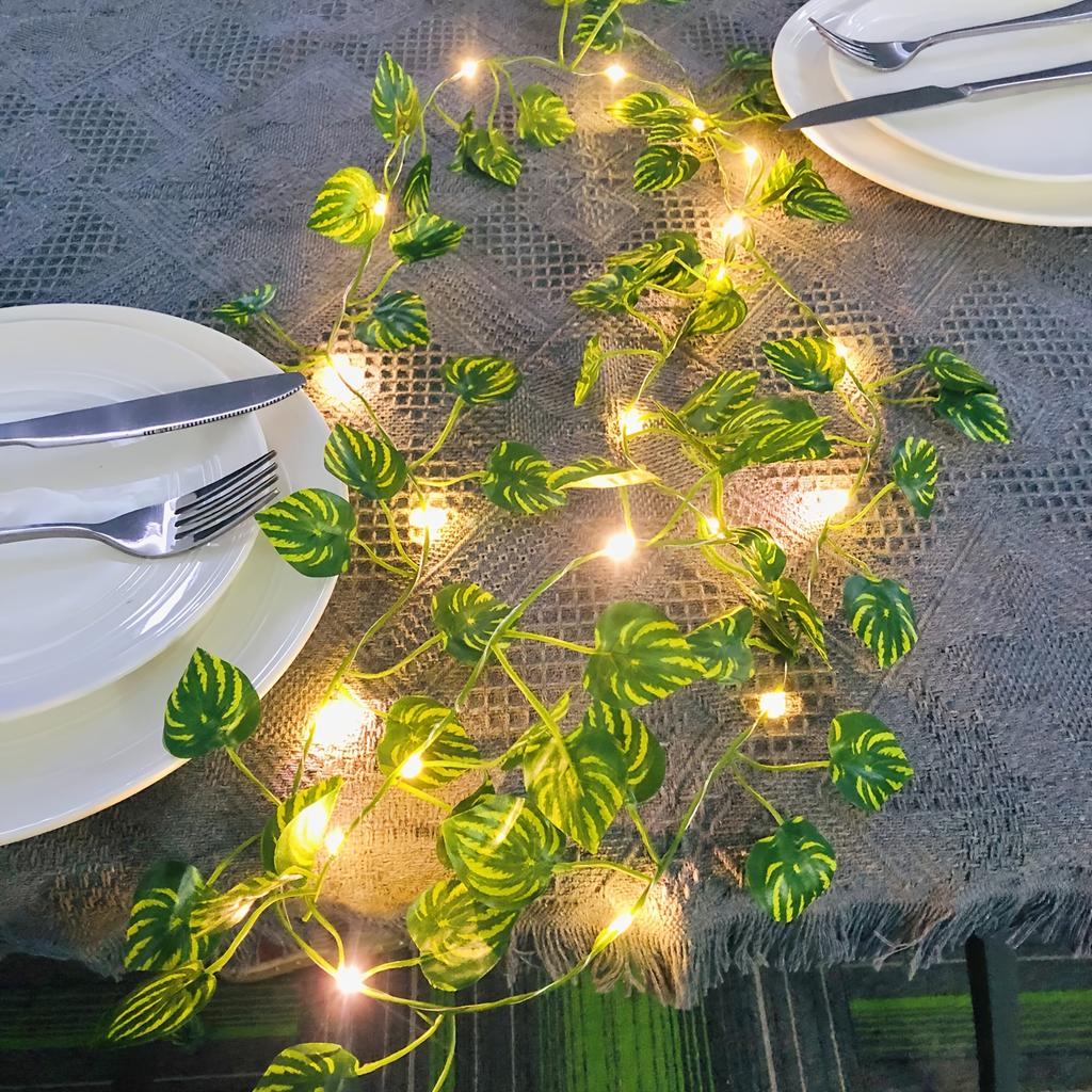 USB Artificial Vine Wedding Fairy Lights Christmas Tree Garland Light Flower Green Leaf String Lights Home Decor