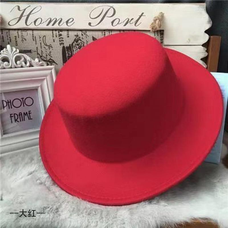 Autumn and Winter British Woolen Hat Men's Fashion Trendy Casual Versatile Stage Hat Men's Performance Flat Top Hat Women