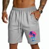 Men’s Drawstring Waist Casual Shorts with Elastic and Tree Print Lightweight Breathable Material for Everyday Wear