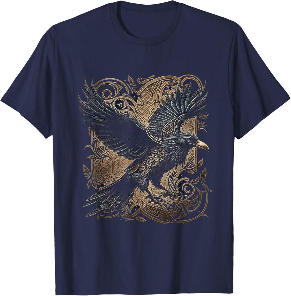 Norse Myth Odins Raven Nordic Warrior Valhalla TShirt 100 Cotton ONeck Short Sleeve Summer Casual Mens Tshirt Streetwear
