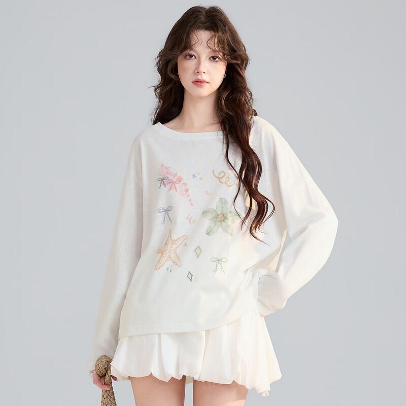 TonLion Women s Cartoon Print Long Sleeve T-Shirt L