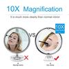 1W LED Light Makeup Vanity Mirror Wireless Portable Makeup Mirror 10x Magnifying Cosmetic Beauty Bathroom Shower Round Mirrors