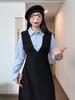 Plus Size Women's French Patchwork Long Skirt - Early Spring Two-Piece Style Dress