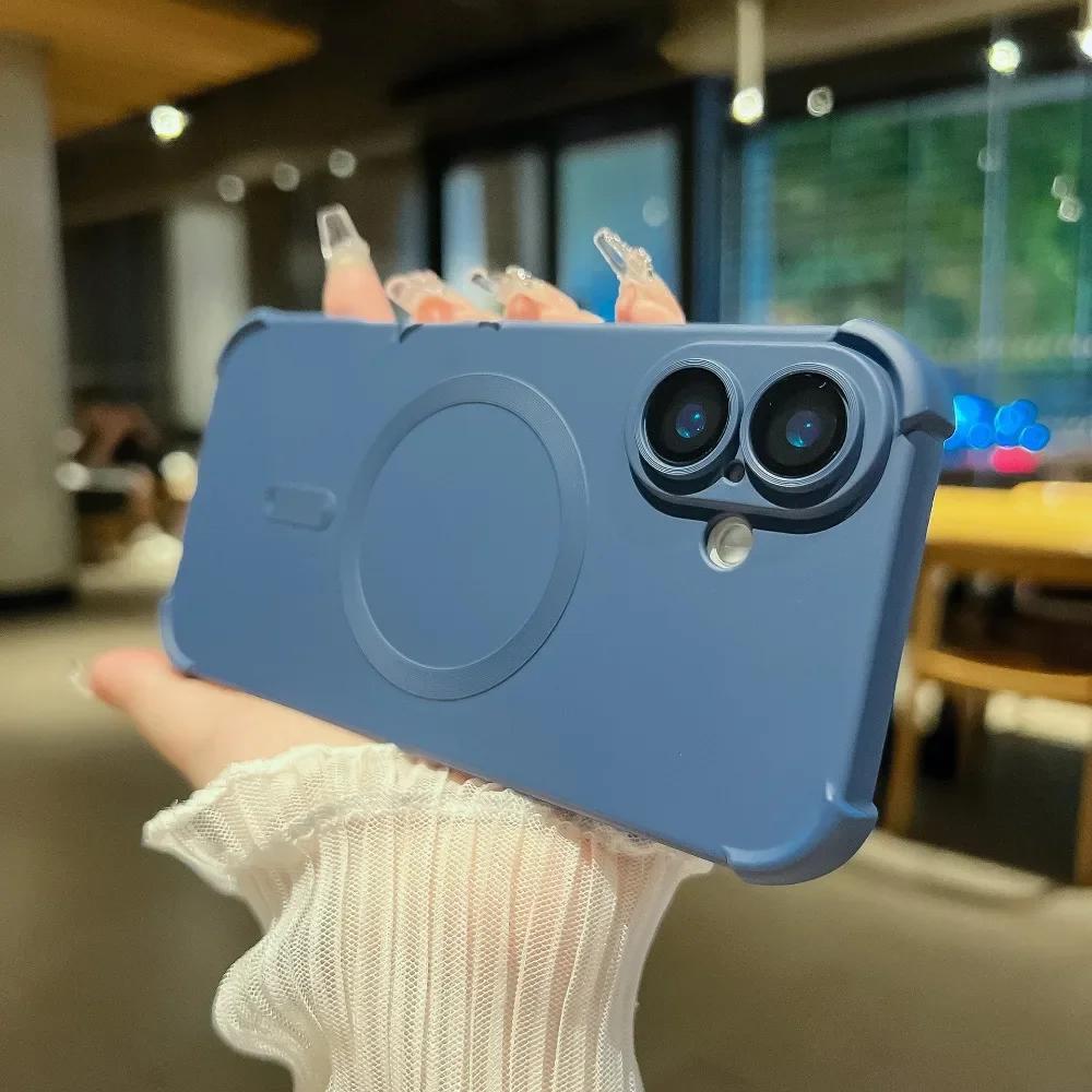 Gradient Color Shockproof For Magsafe Magnetic Phone Case with Camera Lens Protector for iPhone 16 Pro Max 15 14 Plus 13 12