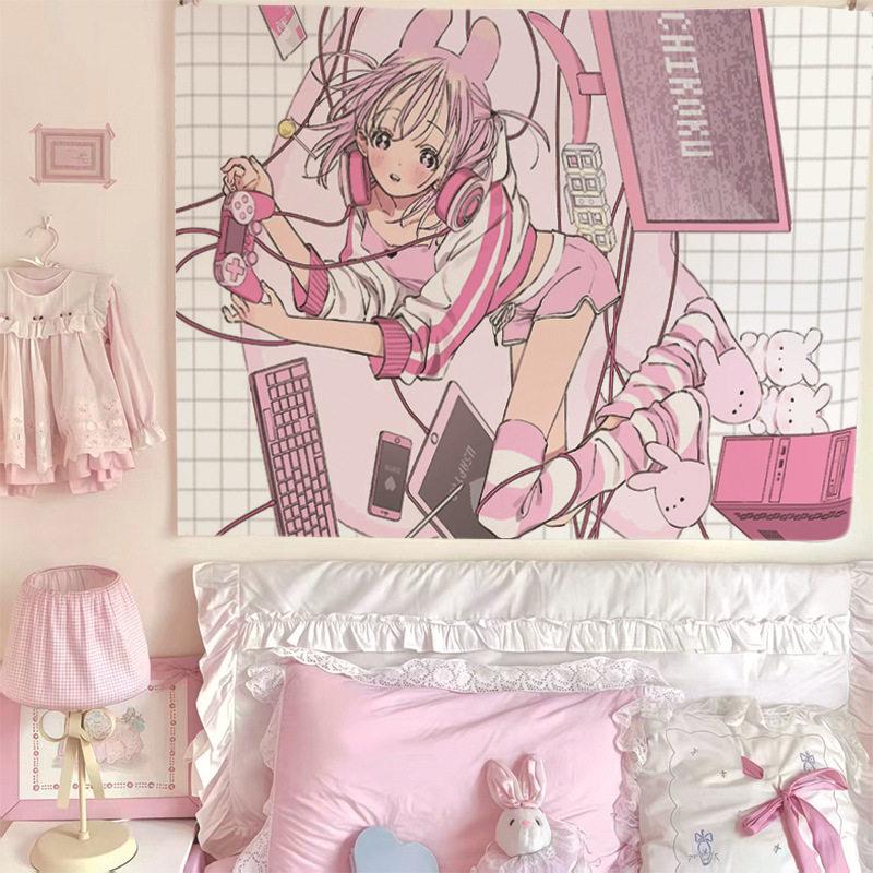 New Hot Cute Girl Style Anime Print Tapestry Wall Hanging For Bedroom Dorm Room Home Wall Decor