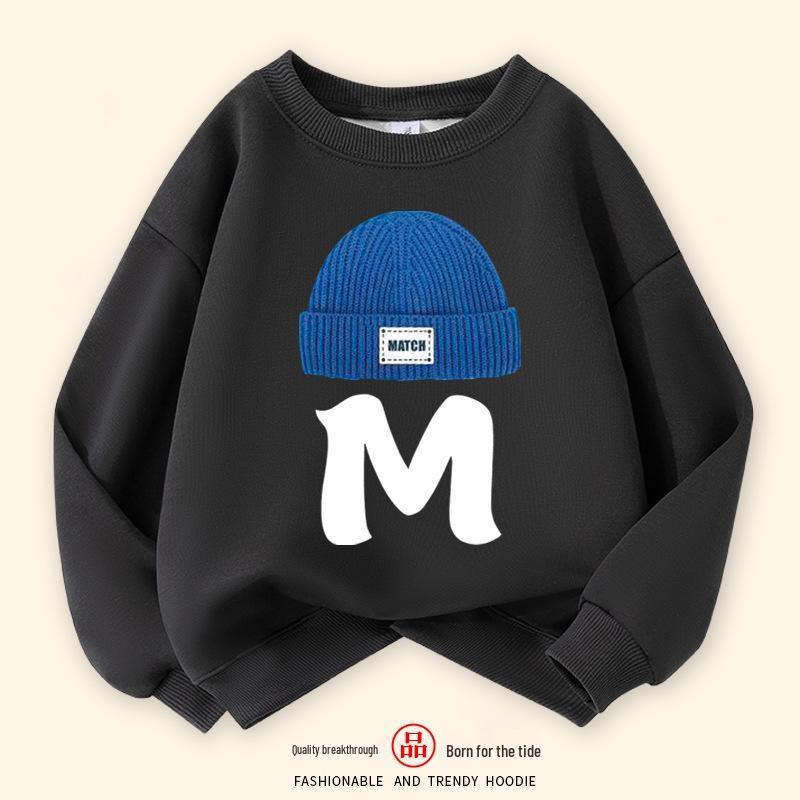 

2025 Весенне-осенний пуловер с принтом для мальчиков - Повседневный спортивный топ для детей среднего и старшего возраста 120cm