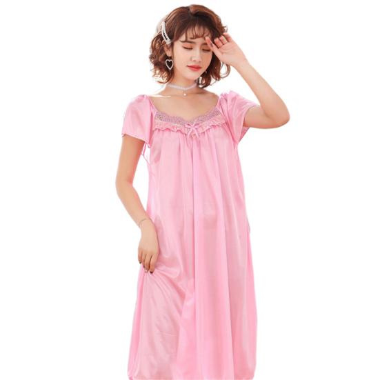 Sexy Wome Pustende Oversized Kortermet Midi Nattkjole Natttøy Pyjamas