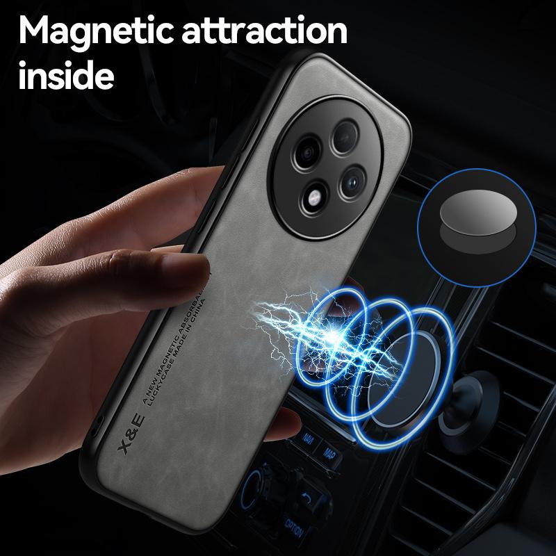Leather Texture Coque For Oppo Reno 12F 5G Case Soft Silicone Frame Protect Back Cover for OPPO Reno12F 12 F Car Magnetic Funda