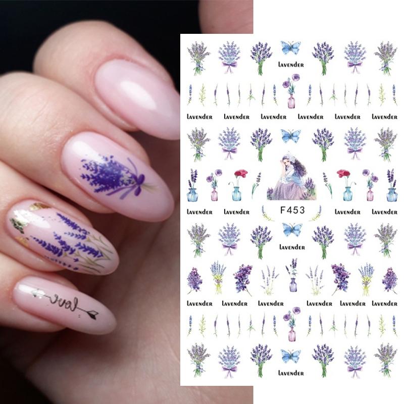 1PCS Sakura Nail Stickers Dandelion Nail Art Decoration Nail Decals Tulip Self-adhesive Flowers Stickers Press On Nails Stickers