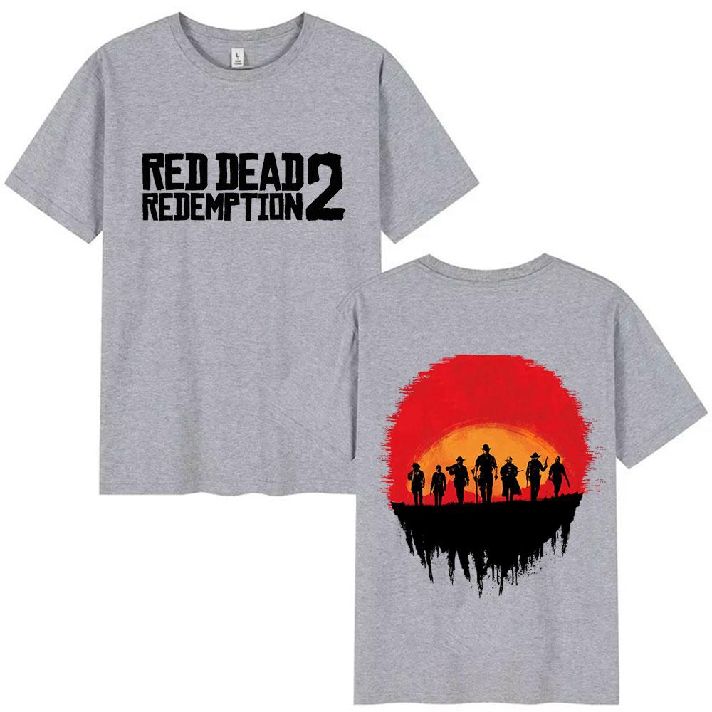 Tricou lejer casual din bumbac 100% pur, cu imprimeu retro Red Dead Redemption 2, tendință de modă pentru bărbați și femei, vară 2025