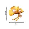 New Pearl Ginkgo Leaf Brooch Women's Anti-Glow Dummy Golden Pin Decorative Jacket Suit Fixed Clothes Accessories