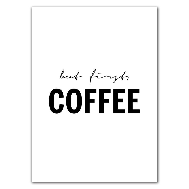 Coffee Wall Art Canvas Painting Black White Quote Art Poster And Print Cafe Art Kitchen Room Wall Picture Home Decor HD2981