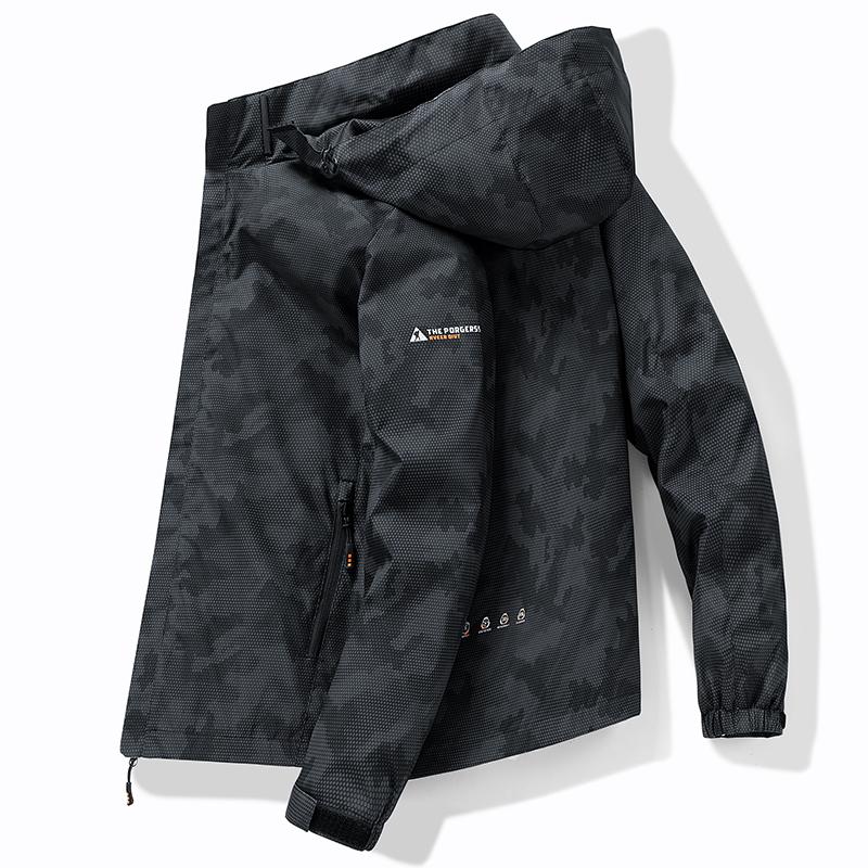Hooded Hiking Jacket for Men Outdoor Pilot Waterproof Trench Coat 2026 Spring Fall Sports Casual Men's Coat