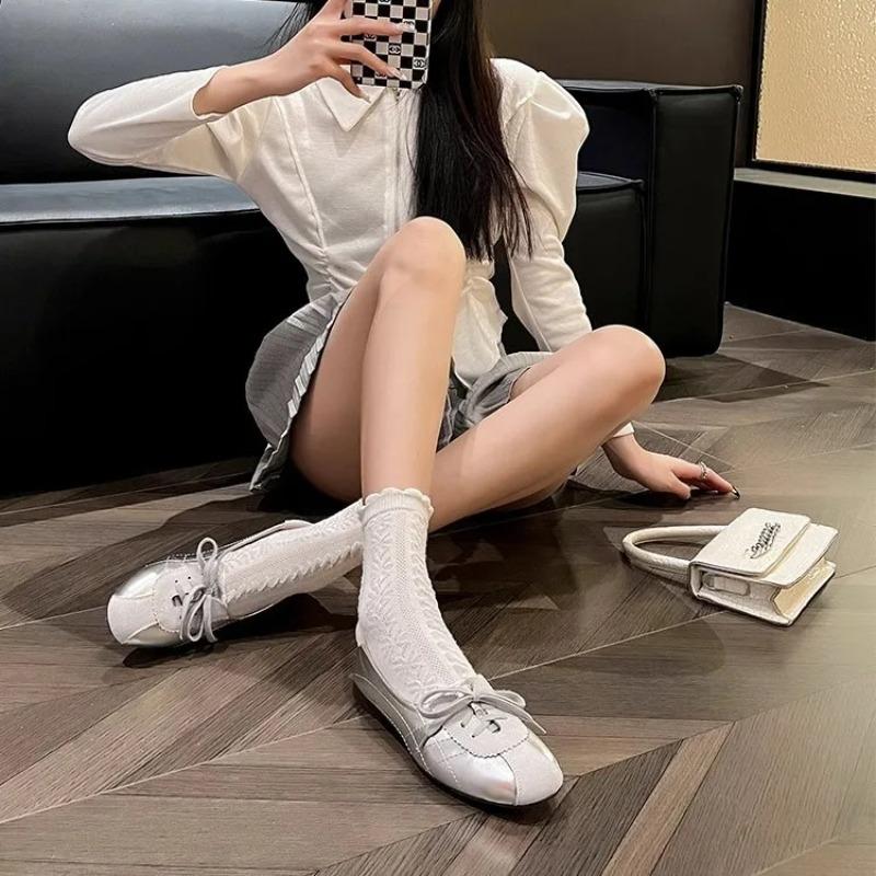 Damen Einzelne Schuhe Sommer Neu Runde Zehenpartie Farblich passend Mules Lässig Bequem Pendler Weiche Sohle Berufsschuhe