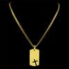 Dog Tag Sideway Cross Pendant Necklaces for Men Women Stainless Steel Hip Hop Male Chain Father's Day Birthday Gifts Jewelry