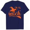 Im His Witch Im Her Boo Matching Couple T Shirts Halloween Ghost Witch Hat Broom Graphic Tees Party Outfit For Unisex Unisex
