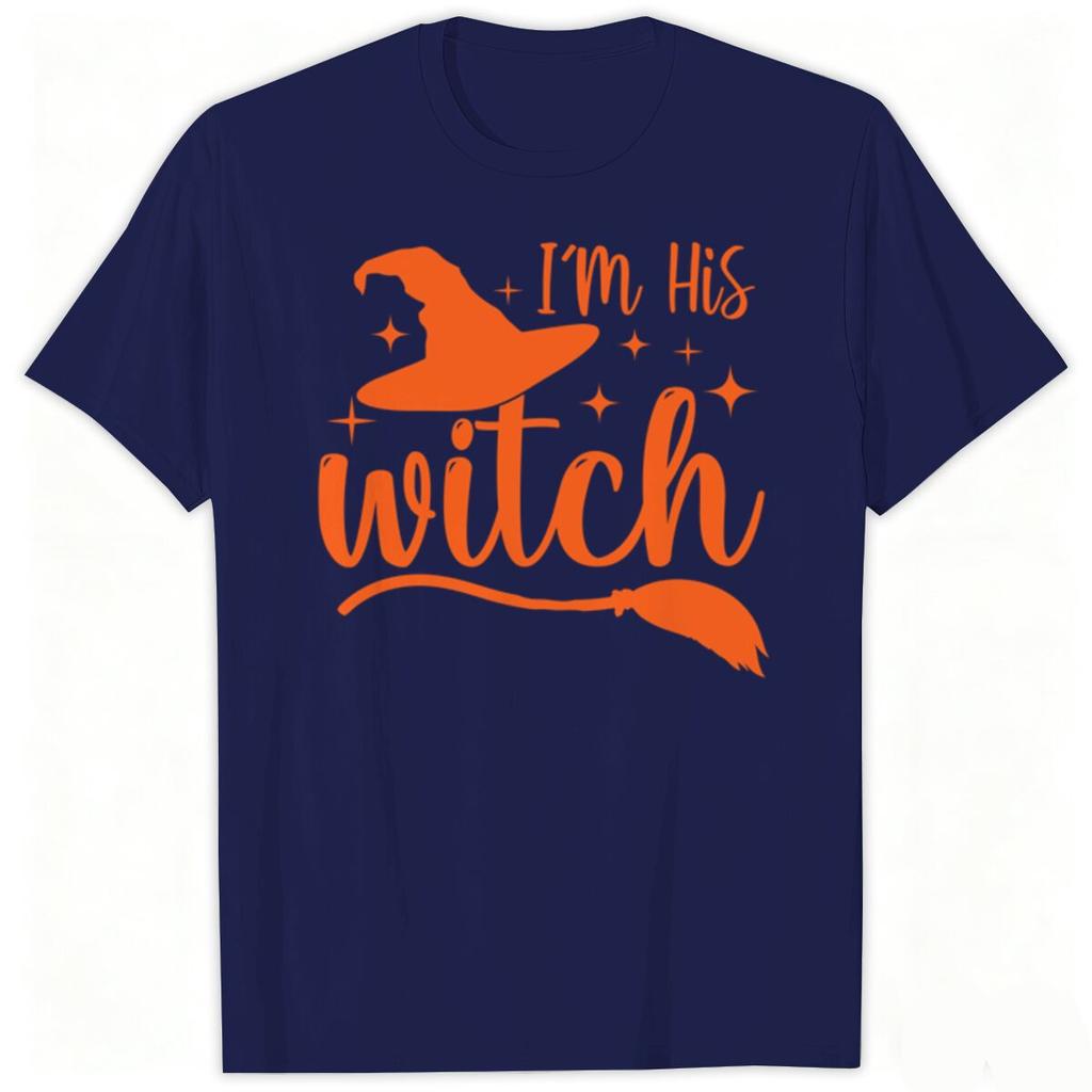 Im His Witch Im Her Boo Matching Couple T Shirts Halloween Ghost Witch Hat Broom Graphic Tees Party Outfit For Unisex Unisex