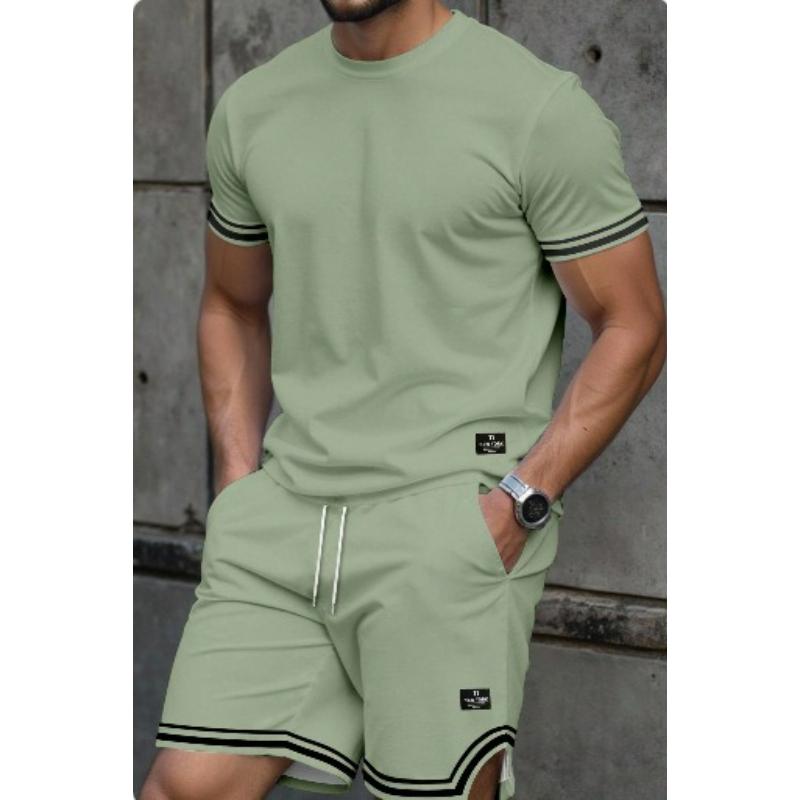 Men's Solid Color Short-sleeved Suit Shorts Two-piece Suit