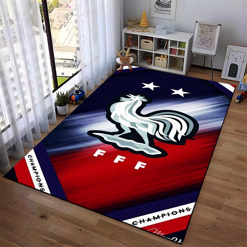 French Rooster Emblem Design Rug Non-slip Rug Suitable for Living Room and Bedroom Sofas