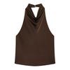 Style Européen et Américain Nouveaux Vêtements pour Femmes Sans Manches Tendance Satin Texturé Col Halter Top 2231399