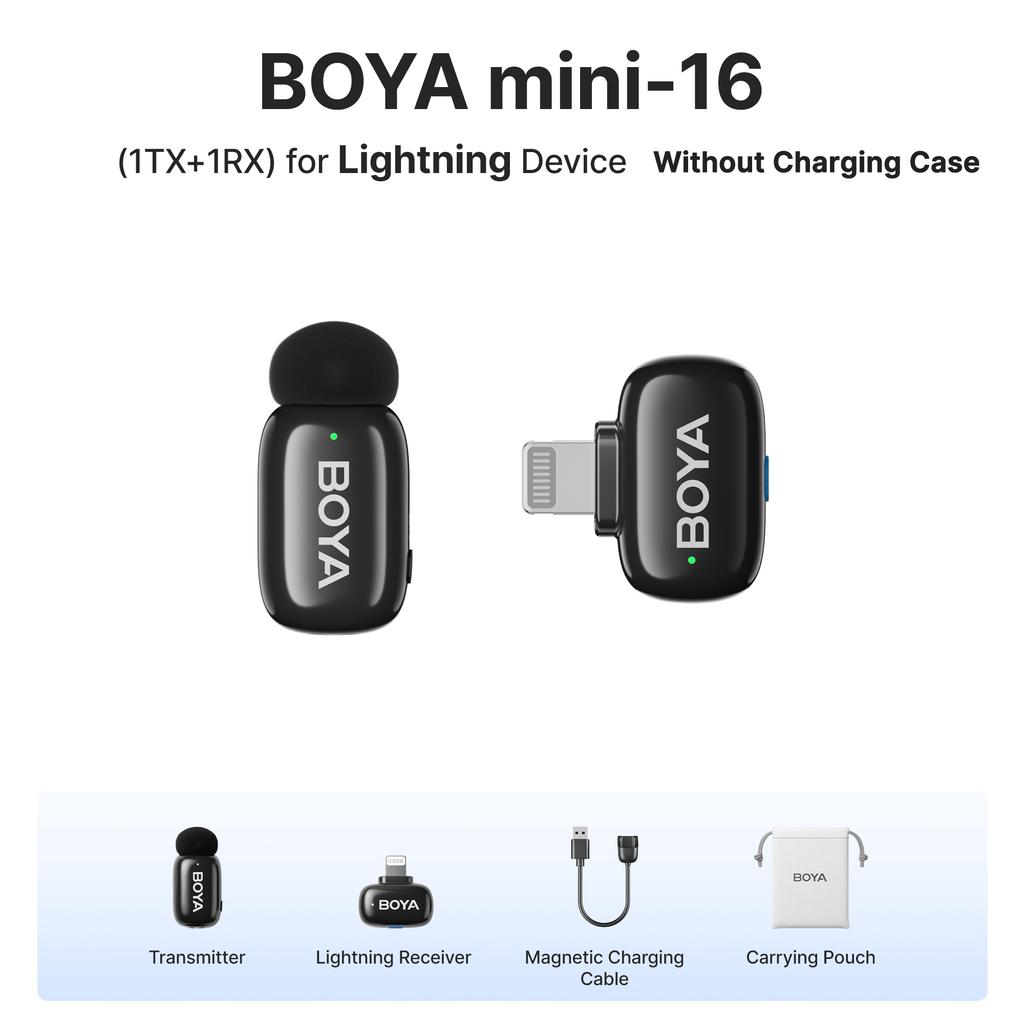 BOYA BOYA mini Wireless Lavalier Microphone for iPhone 15/16 Android USB-C Devices Noise Reduction for Video Recording Streaming