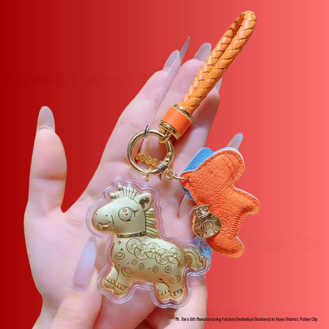 Year of the Horse 999 Pure Gold Keychain - New Style, Wealth-Attracting Business Gift from the Horse Series