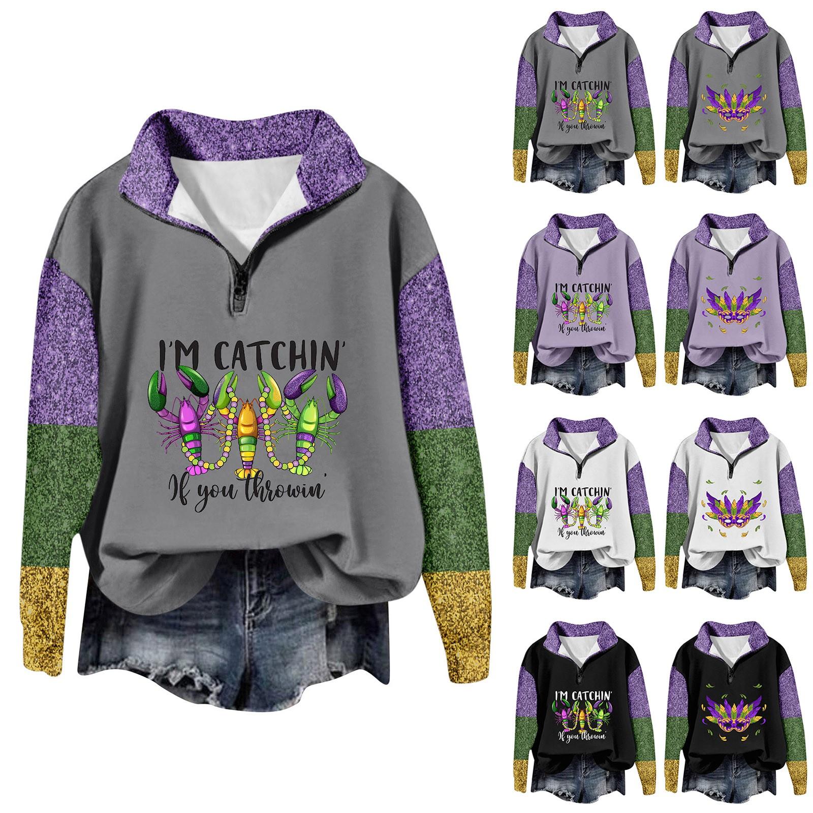 

Women s Fashion Long Sleeve Print Zip Casual Sweatshirt Top L чёрный