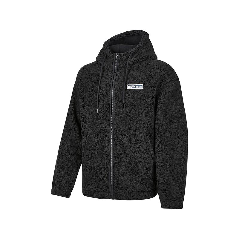 Skechers Sports Lifestyle Series New Style Academy Series Hooded Zipper Thermal Warm Fleece Jacket Unisex Jacket Carbon-Black P424U030-0018 XS